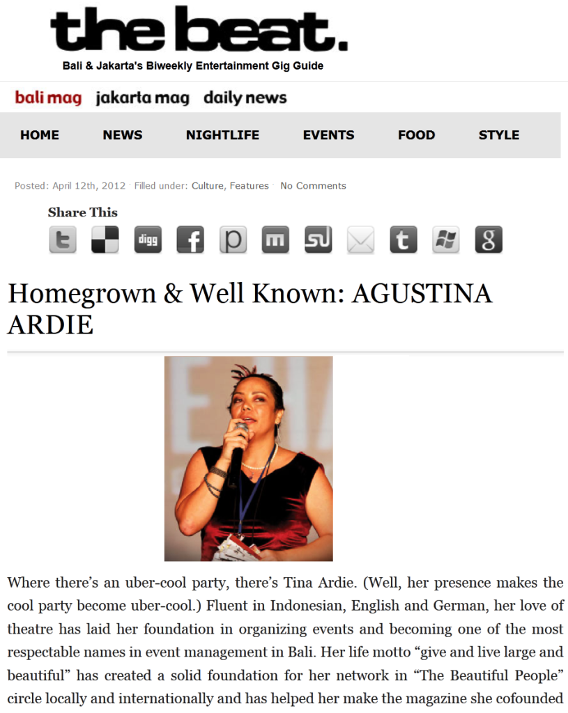 Homegrown & Well Known: Agustina Ardie - the beat